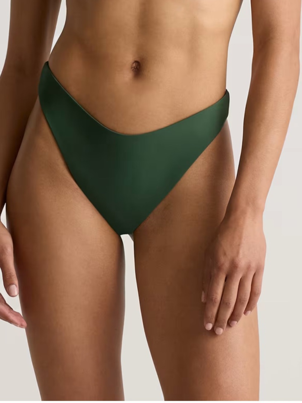 Quince Italian high leg bikini bottom palm green size small beach vacation
